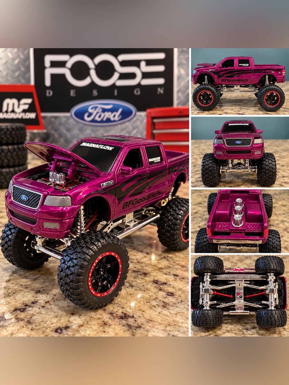 FOOSE FORD F-150 Monster Truck Toy 2005 Metallic Purple MAGNAFLOW BFGoodrich